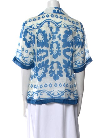 Sandro Printed Three-Quarter Sleeve Button-Up Top