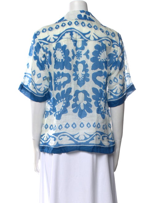 Sandro Printed Three-Quarter Sleeve Button-Up Top