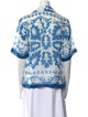 Sandro Printed Three-Quarter Sleeve Button-Up Top