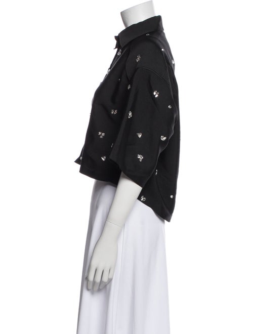 Sandro Printed Short Sleeve Crop Top