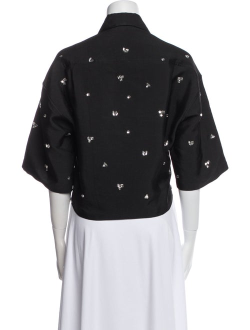 Sandro Printed Short Sleeve Crop Top