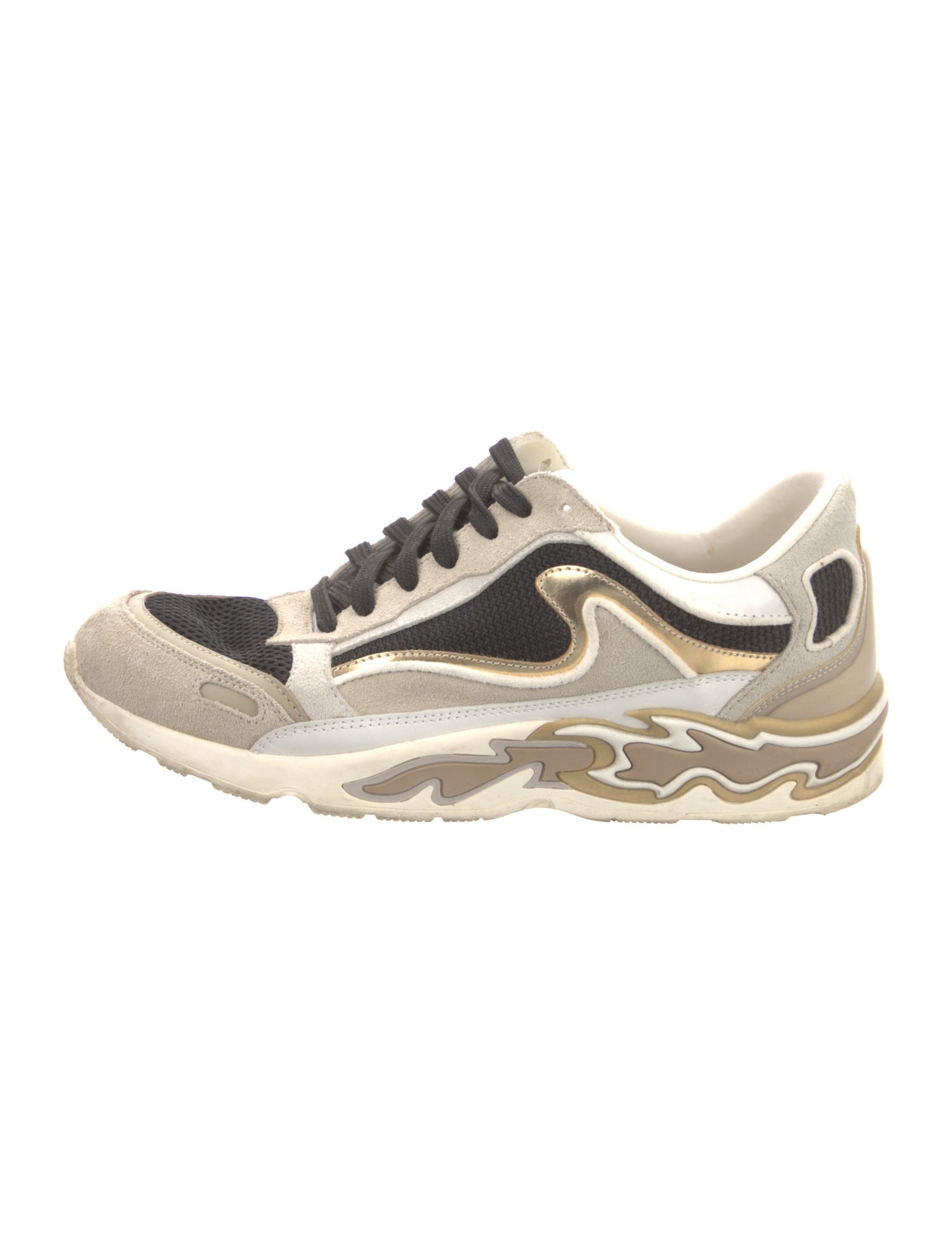 Sandro Suede Colorblock Pattern Sneakers