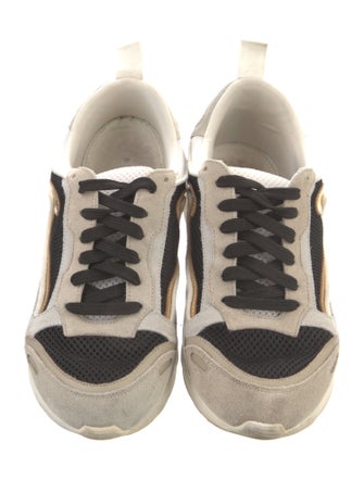 Sandro Suede Colorblock Pattern Sneakers