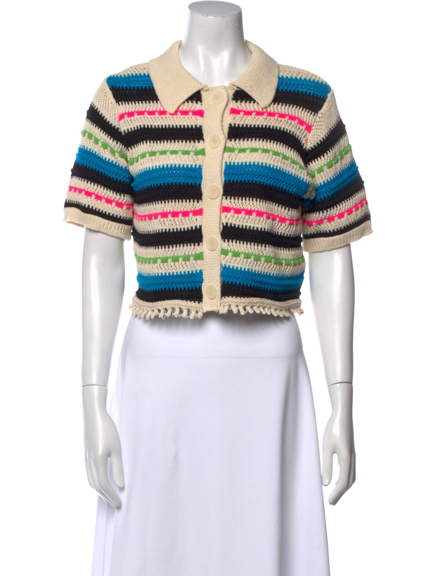 Sandro Striped Short Sleeve Crop Top