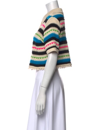 Sandro Striped Short Sleeve Crop Top