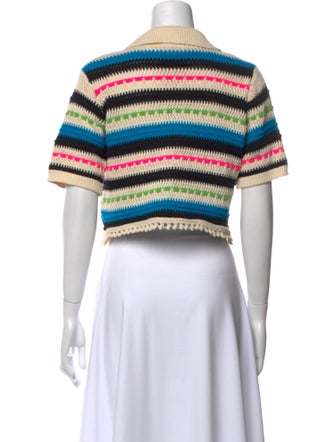 Sandro Striped Short Sleeve Crop Top