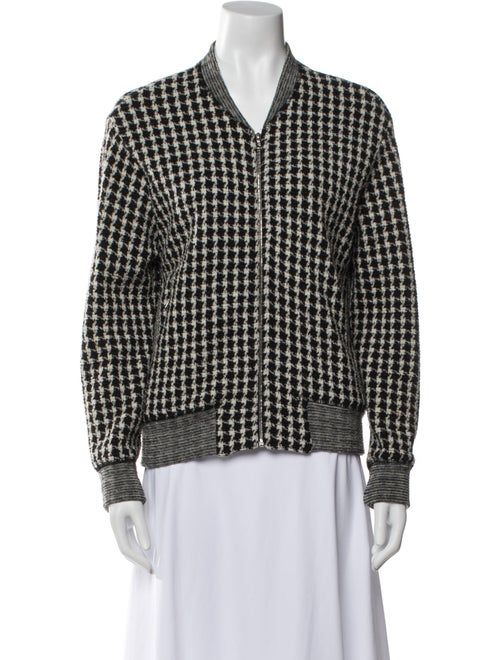 Sandro Wool Plaid Print Bomber Jacket