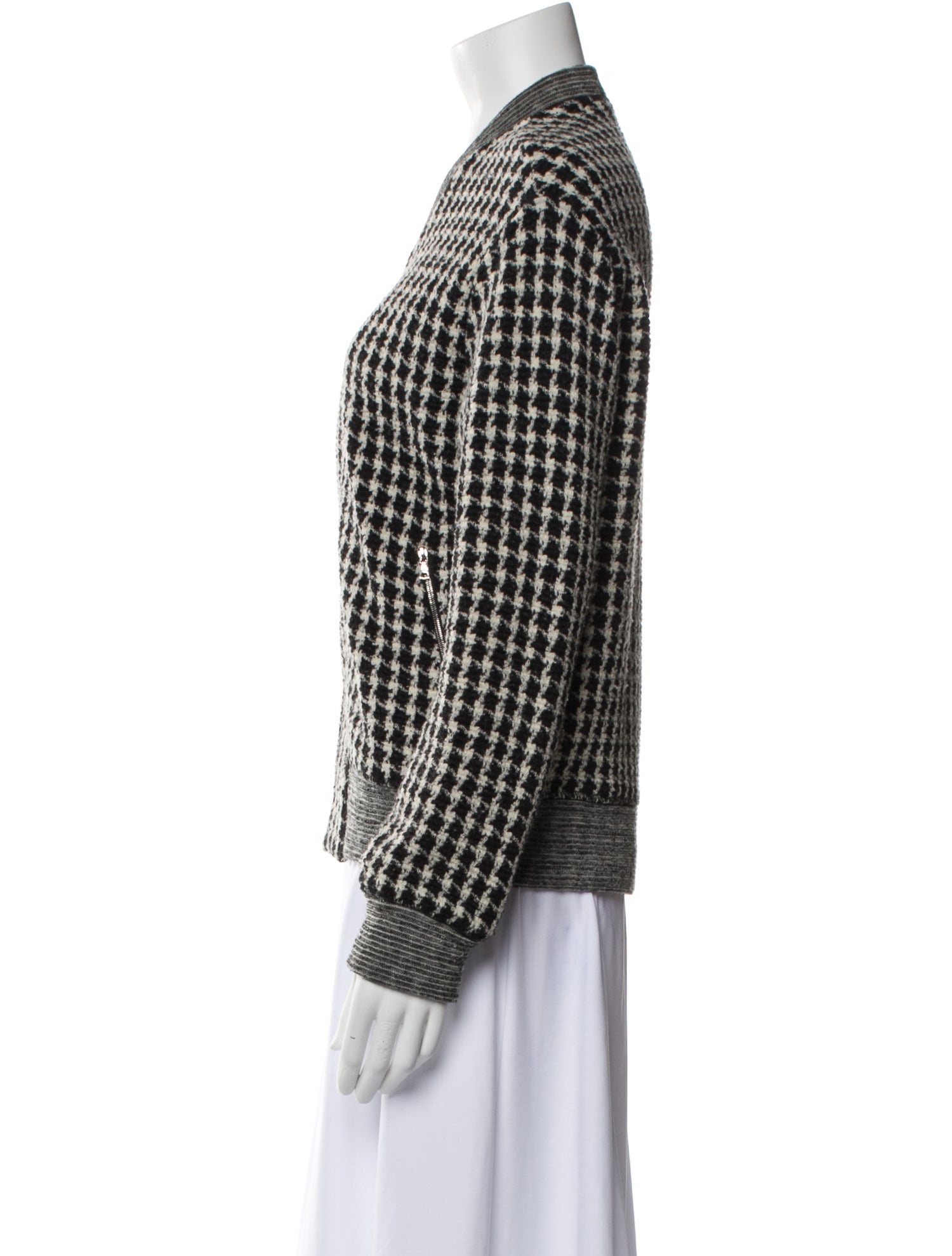 Sandro Wool Plaid Print Bomber Jacket