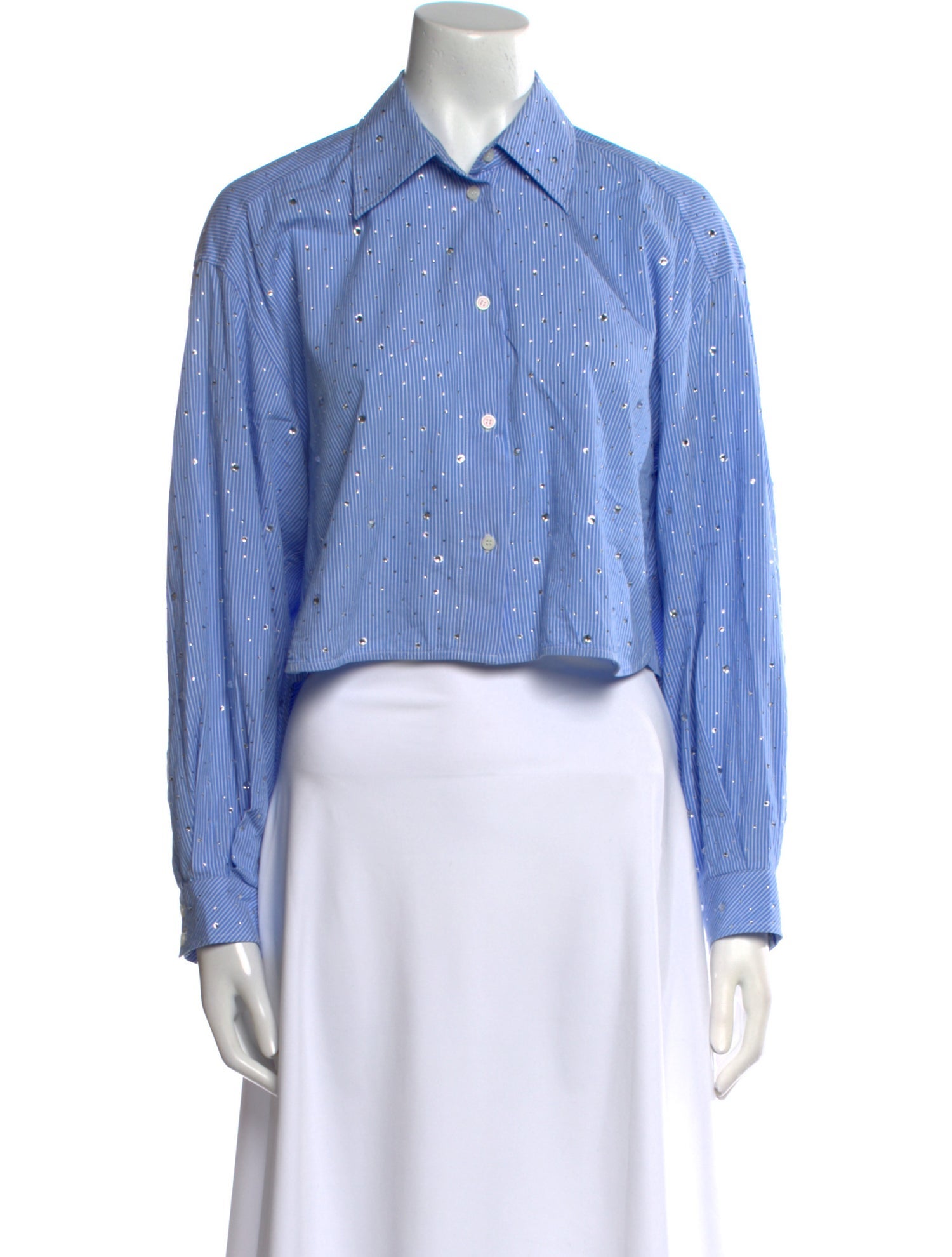 Sandro Striped Long Sleeve Crop Top