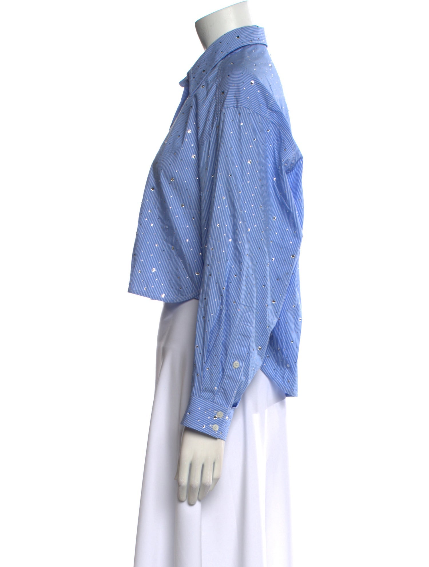 Sandro Striped Long Sleeve Crop Top