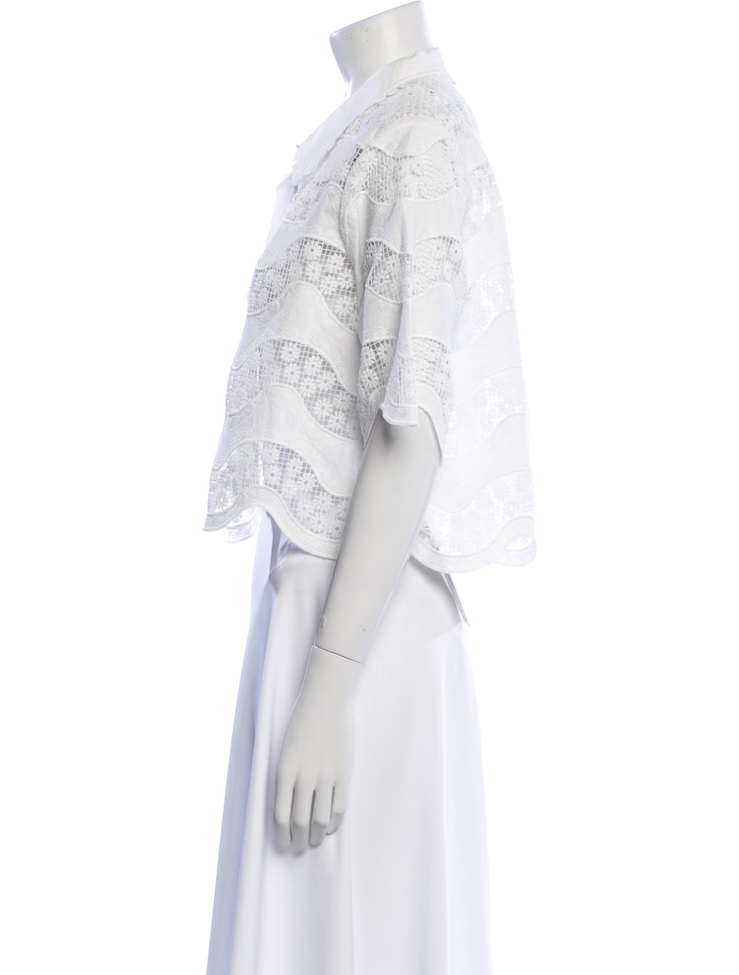 Sandro Lace Pattern Short Sleeve Crop Top