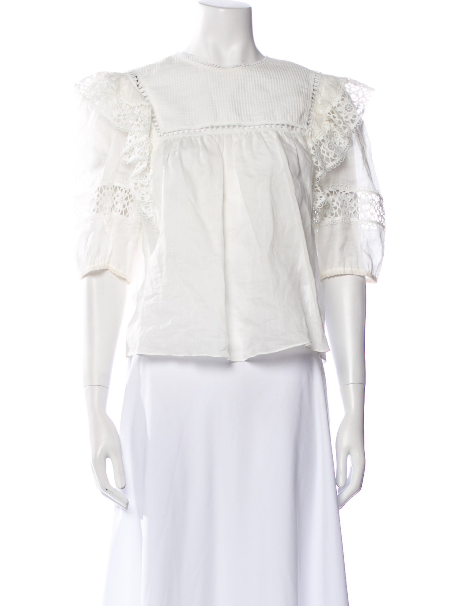 Sandro Off-The-Shoulder Three-Quarter Sleeve Crop Top