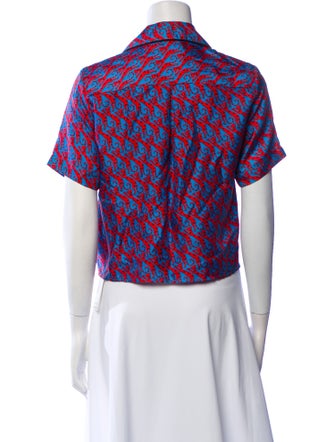 Sandro Silk Floral Print Crop Top