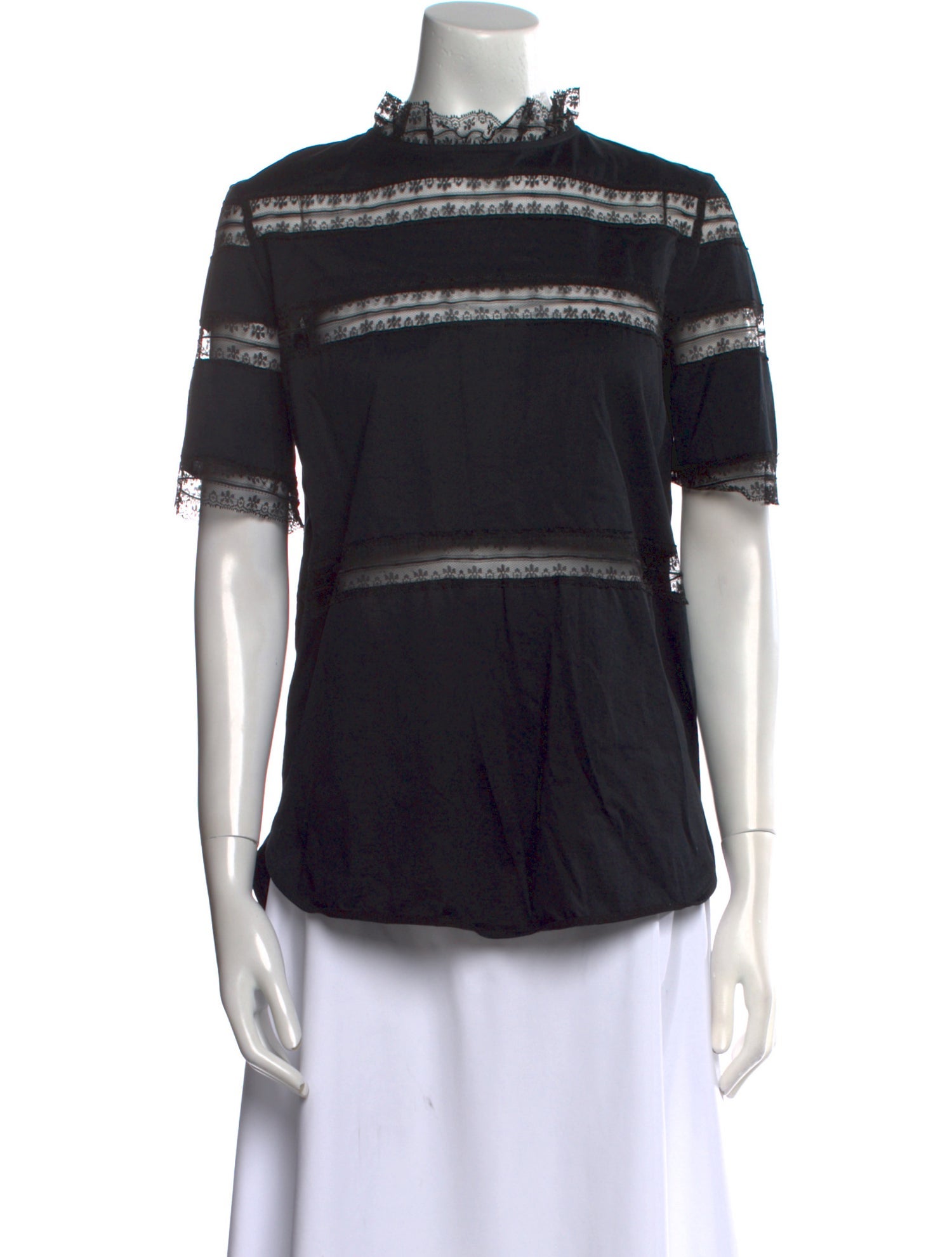 Sandro Mock Neck Short Sleeve Blouse