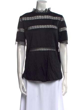 Sandro Mock Neck Short Sleeve Blouse