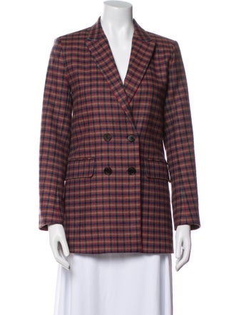 Sandro Wool Plaid Print Blazer