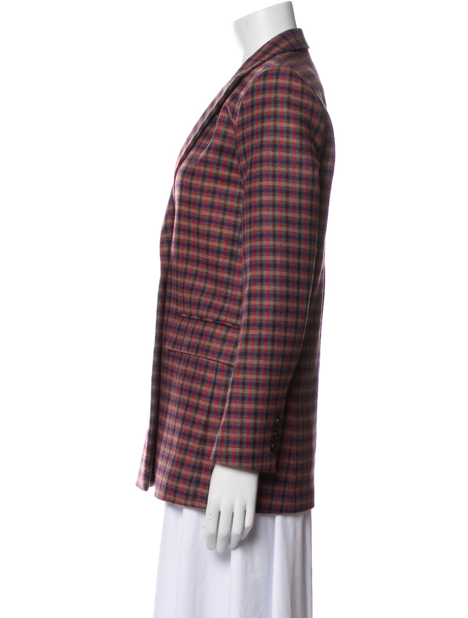 Sandro Wool Plaid Print Blazer