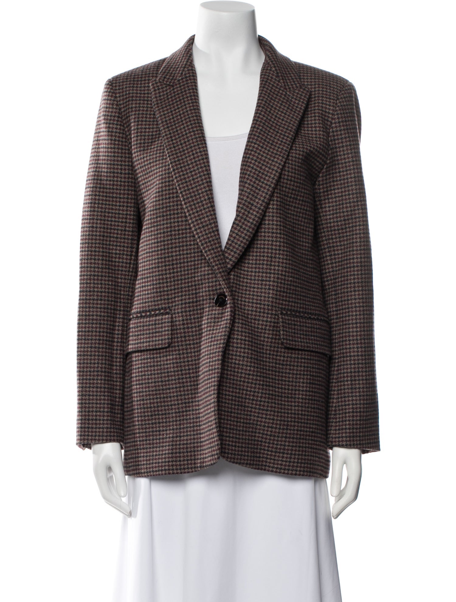 Sandro Wool Houndstooth Print Blazer
