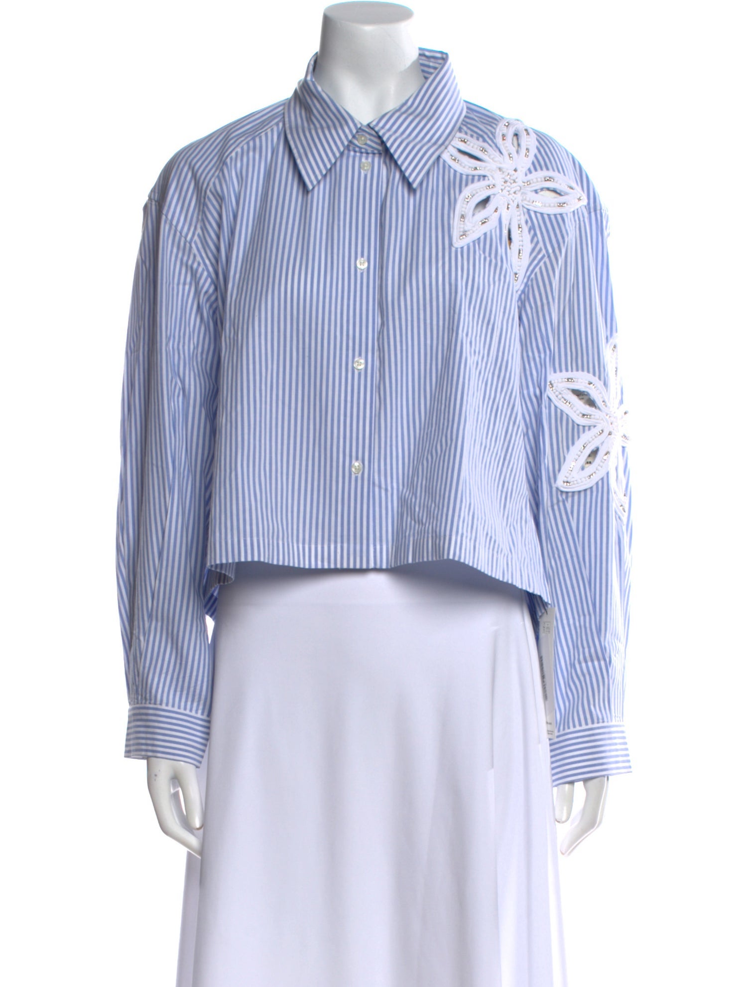 Sandro Striped Long Sleeve Crop Top w/ Tags