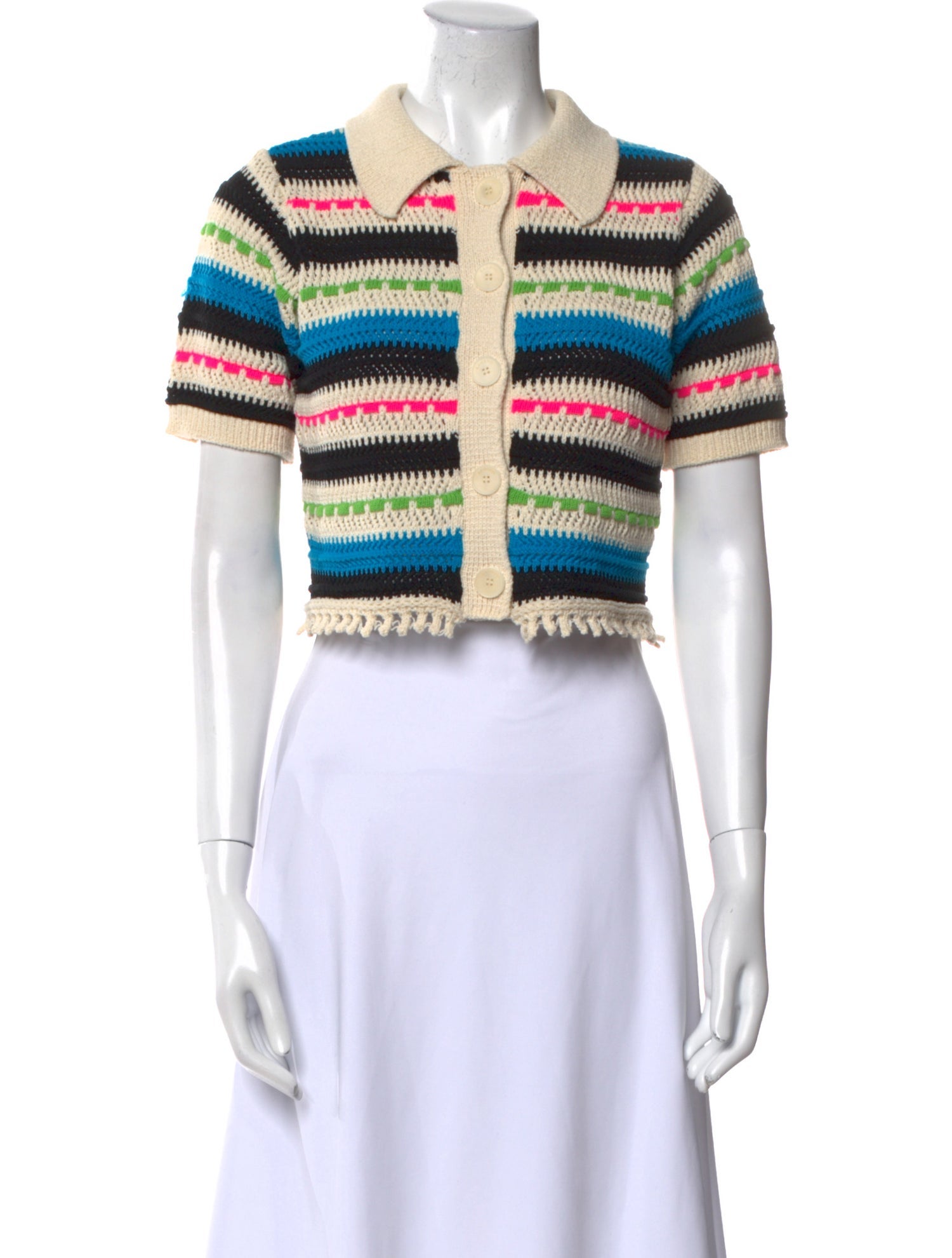 Sandro Striped Short Sleeve Crop Top