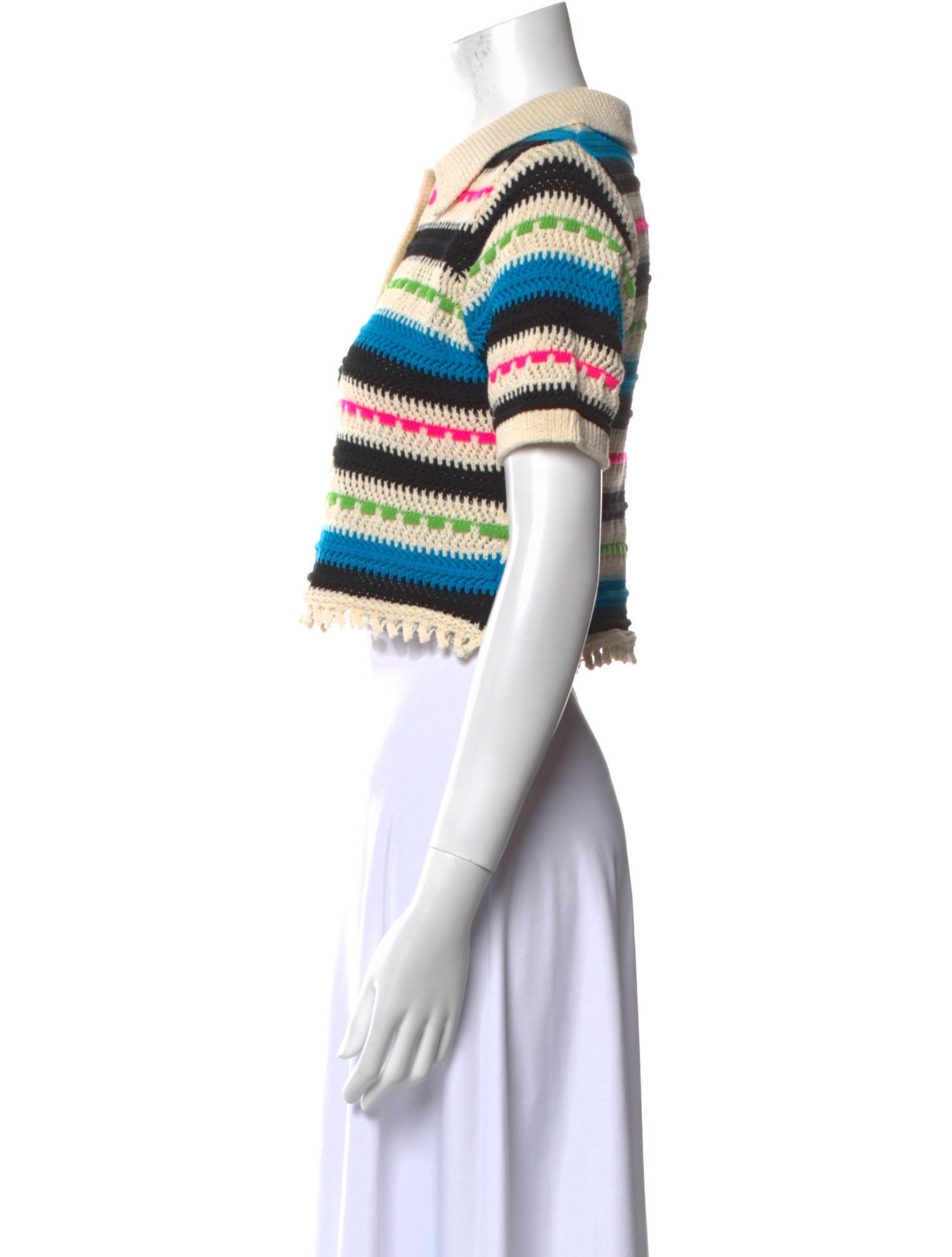 Sandro Striped Short Sleeve Crop Top