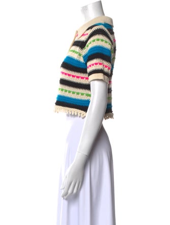 Sandro Striped Short Sleeve Crop Top