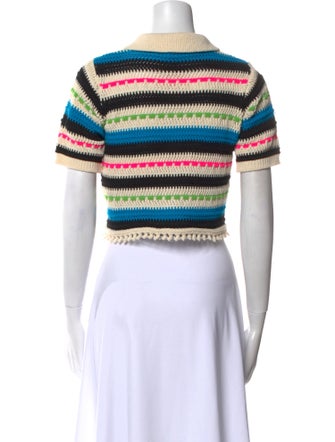 Sandro Striped Short Sleeve Crop Top
