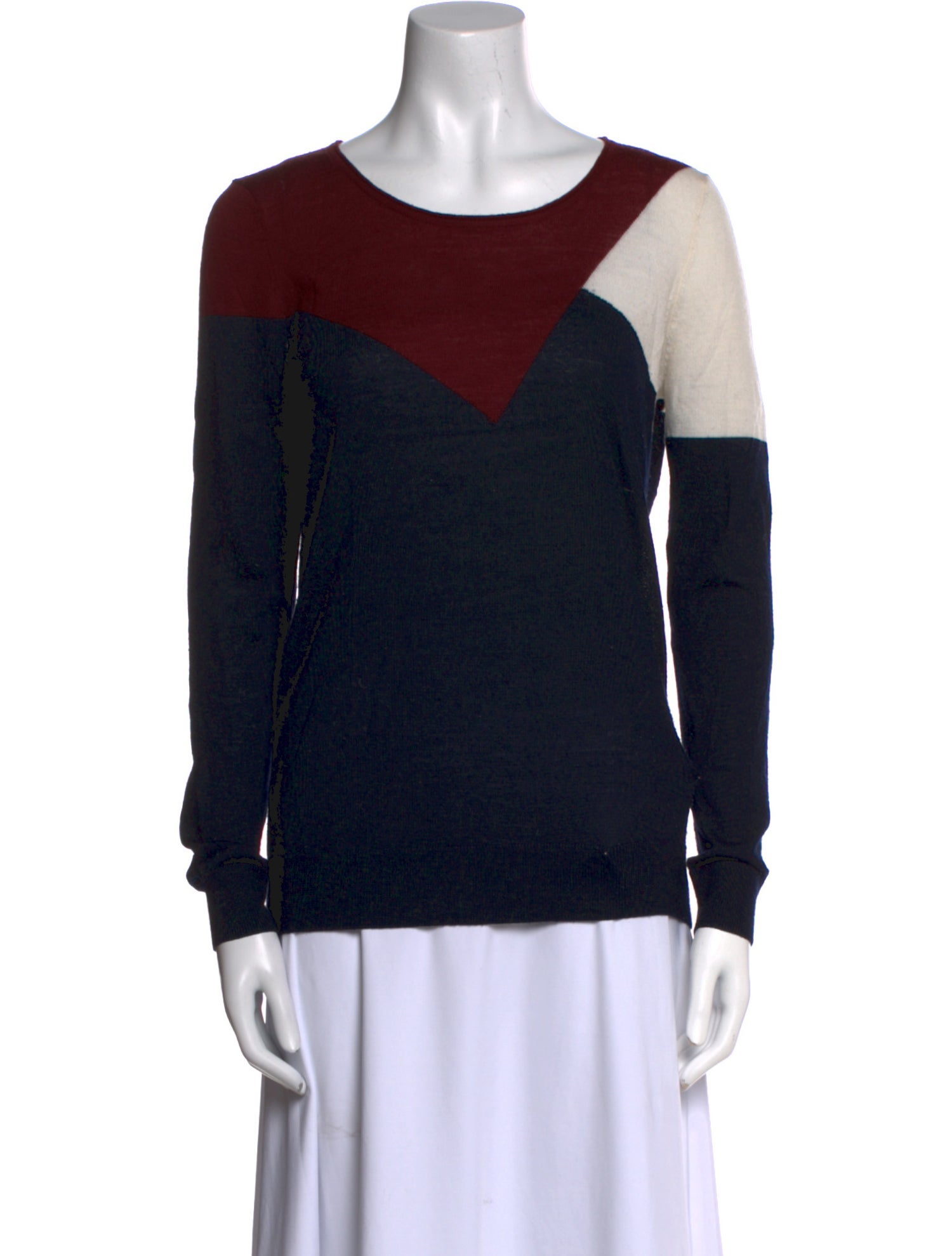 Sandro Merino Wool Colorblock Pattern Sweater