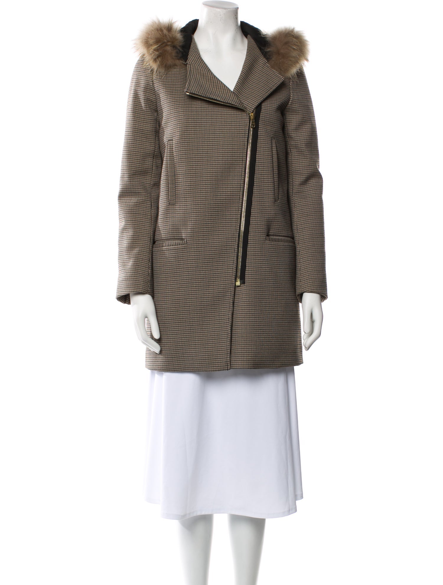 Sandro Plaid Print Coat