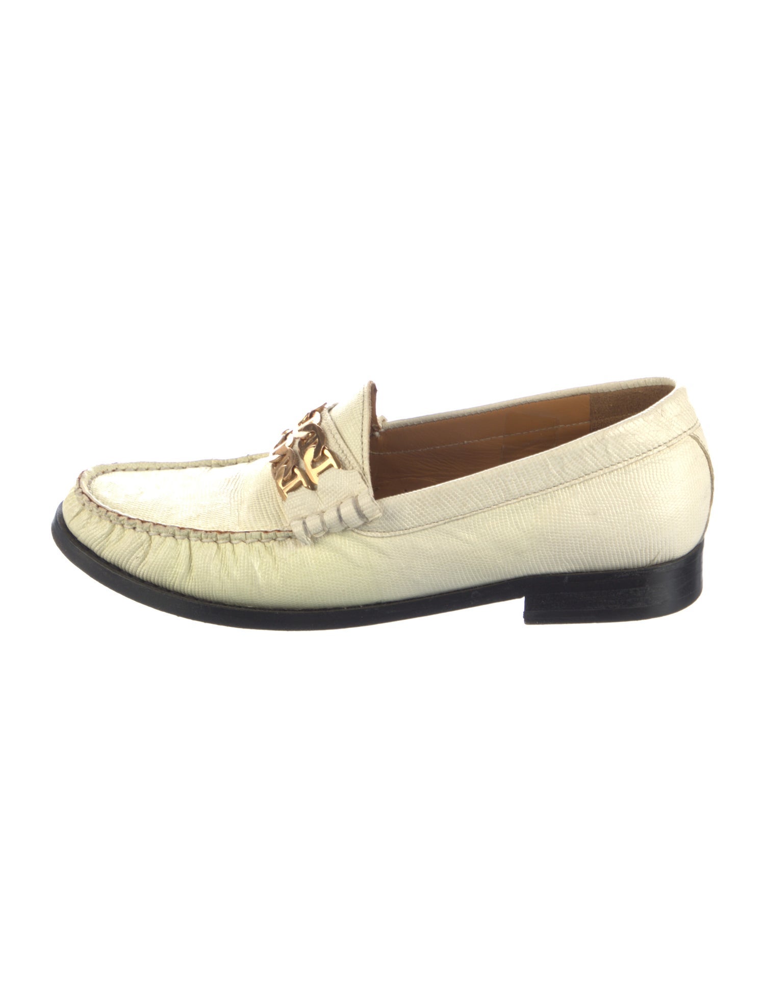 Sandro Embossed Leather Chain-Link Accents Loafers