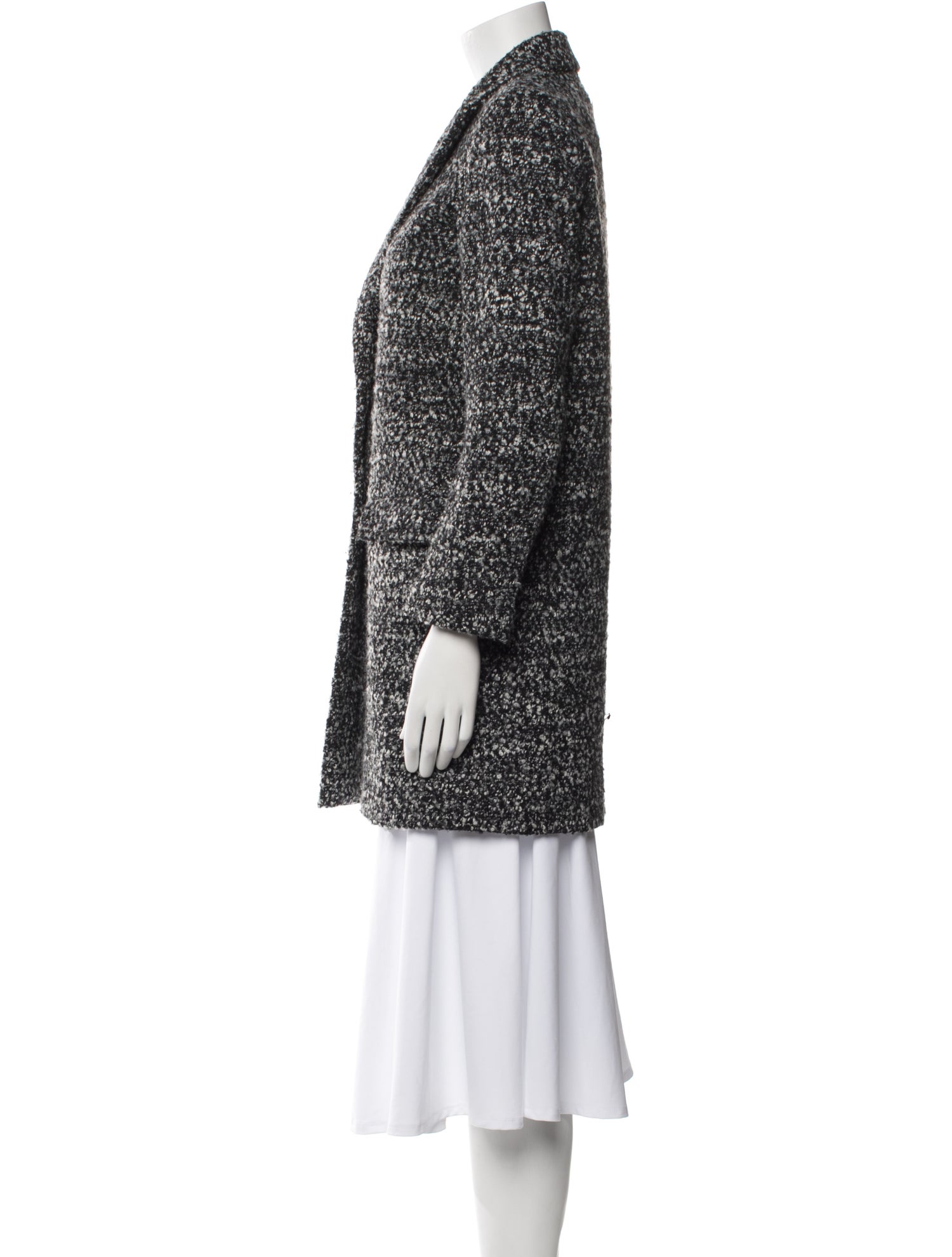 Sandro Tweed Pattern Faux Fur Coat