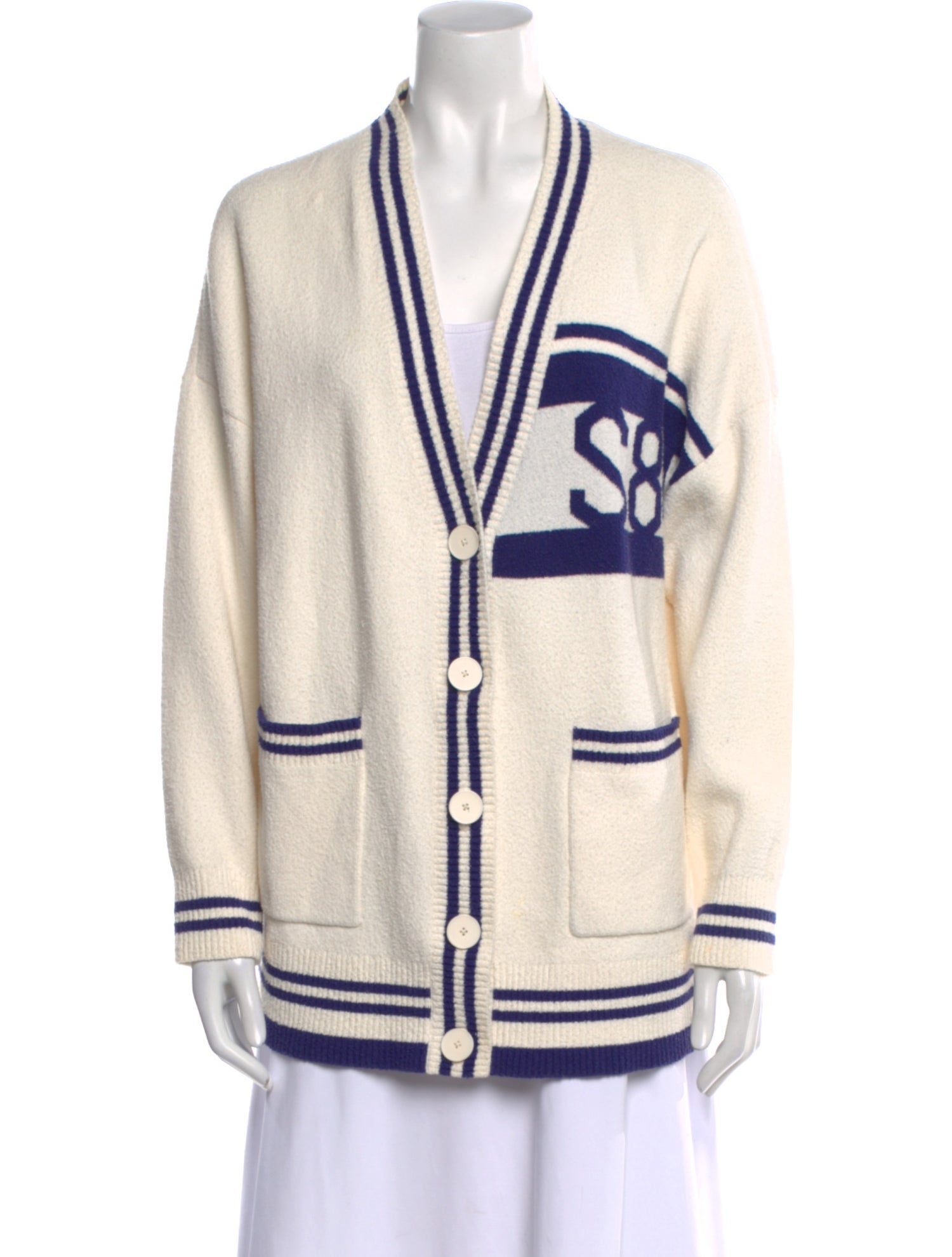 Sandro Striped V-Neck Sweater