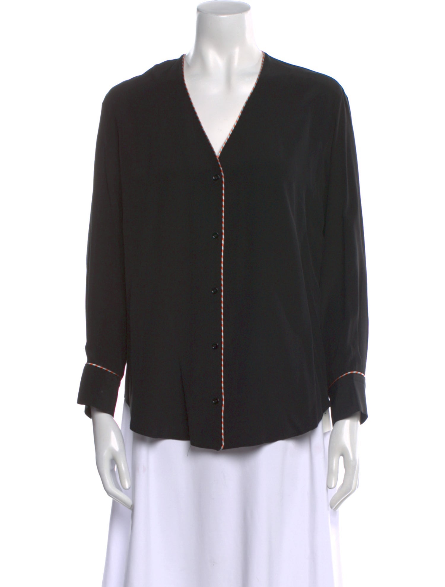 Sandro Silk V-Neck Button-Up Top