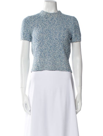 Sandro Printed Crew Neck Crop Top