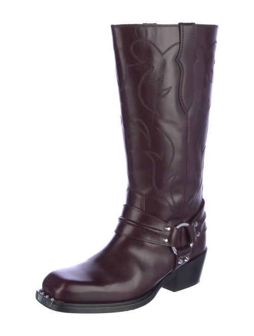 Sandro Leather Colorblock Pattern Moto Boots