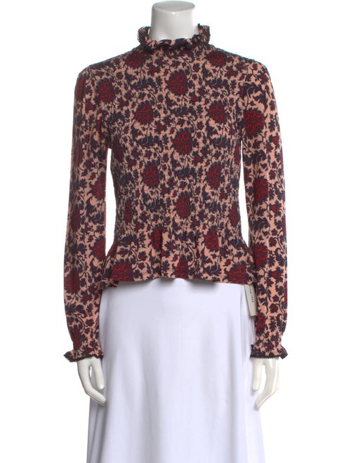 Sandro Printed Mock Neck Crop Top