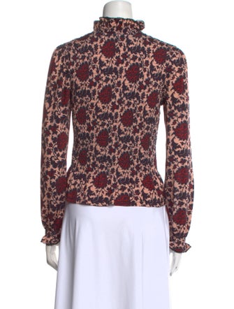 Sandro Printed Mock Neck Crop Top