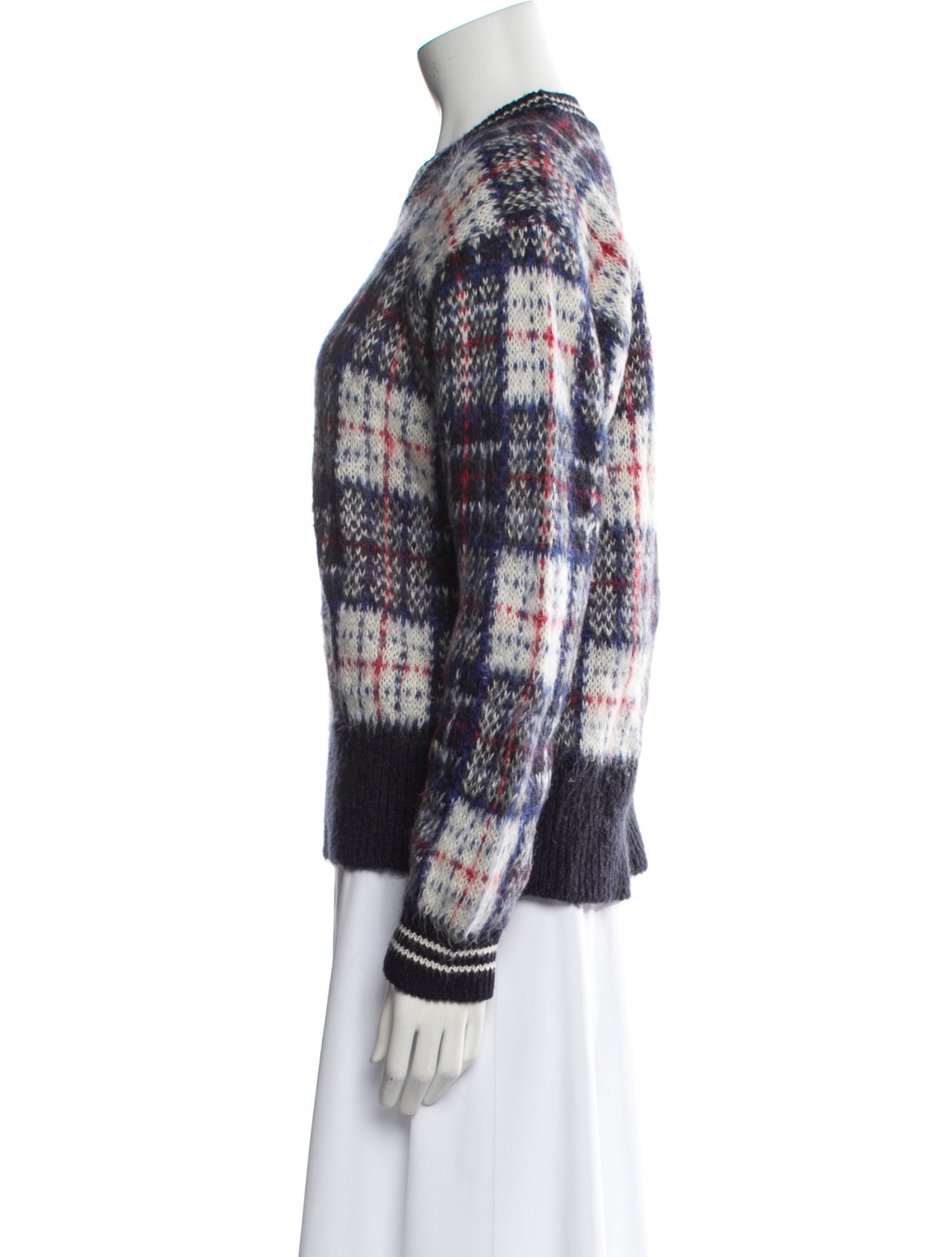 Sandro Plaid Print Scoop Neck Sweater