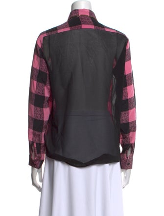 Sandro Silk Plaid Print Button-Up Top