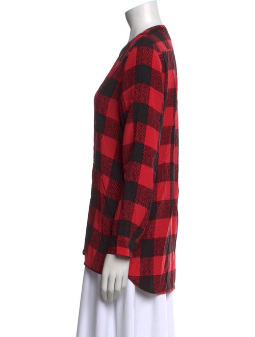 Sandro Silk Plaid Print Blouse