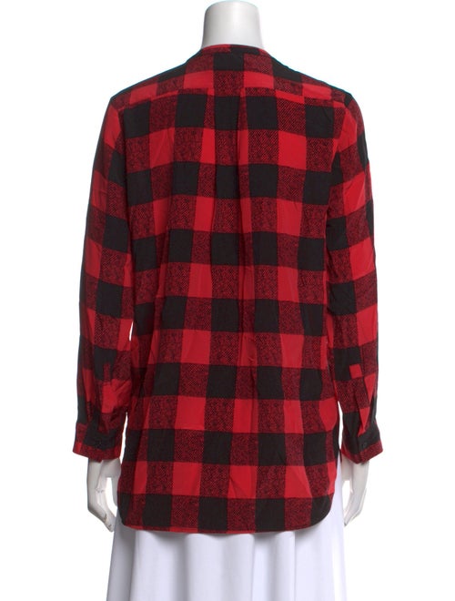 Sandro Silk Plaid Print Blouse