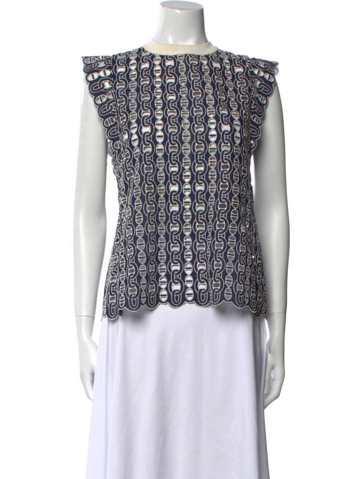 Sandro Printed Bateau Neckline Blouse