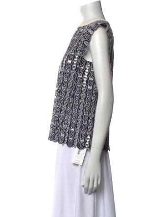 Sandro Printed Bateau Neckline Blouse