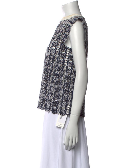 Sandro Printed Bateau Neckline Blouse