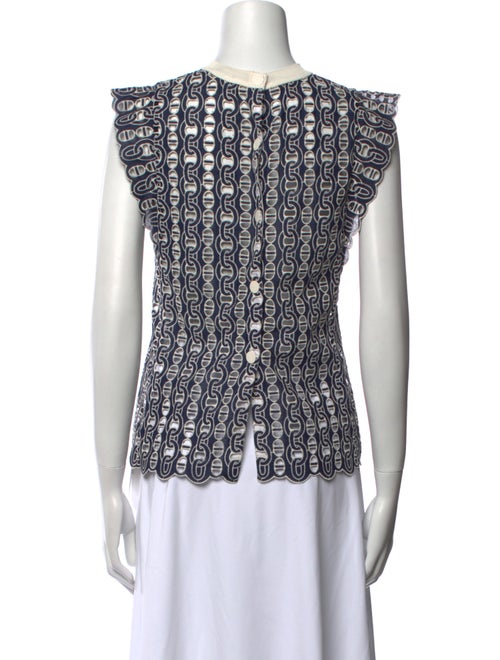 Sandro Printed Bateau Neckline Blouse