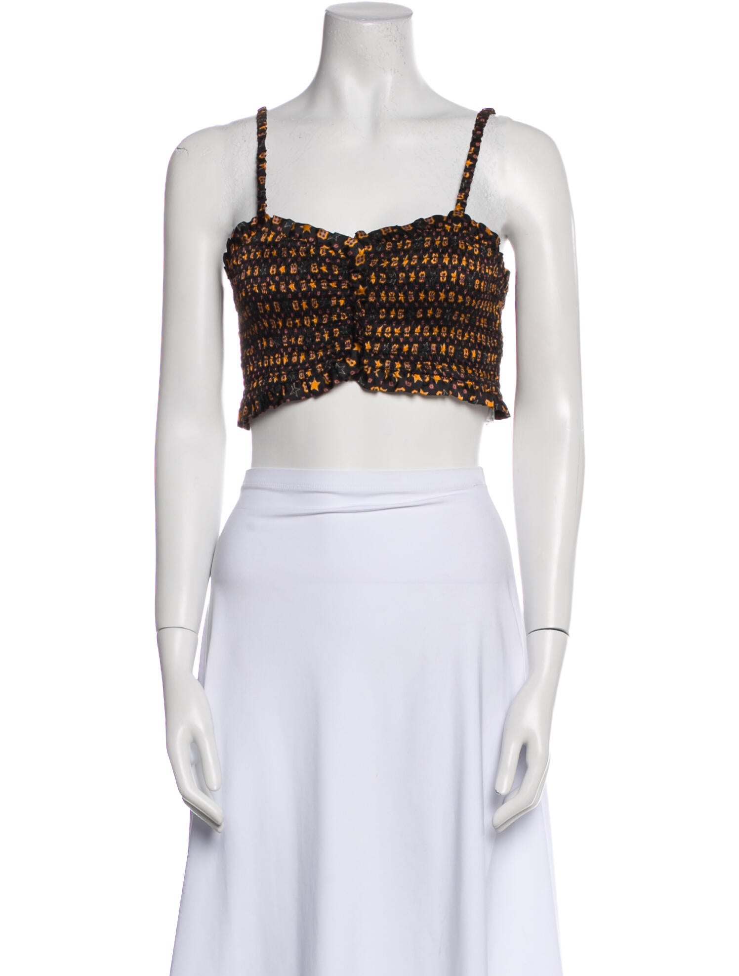 Sandro Printed Square Neckline Crop Top