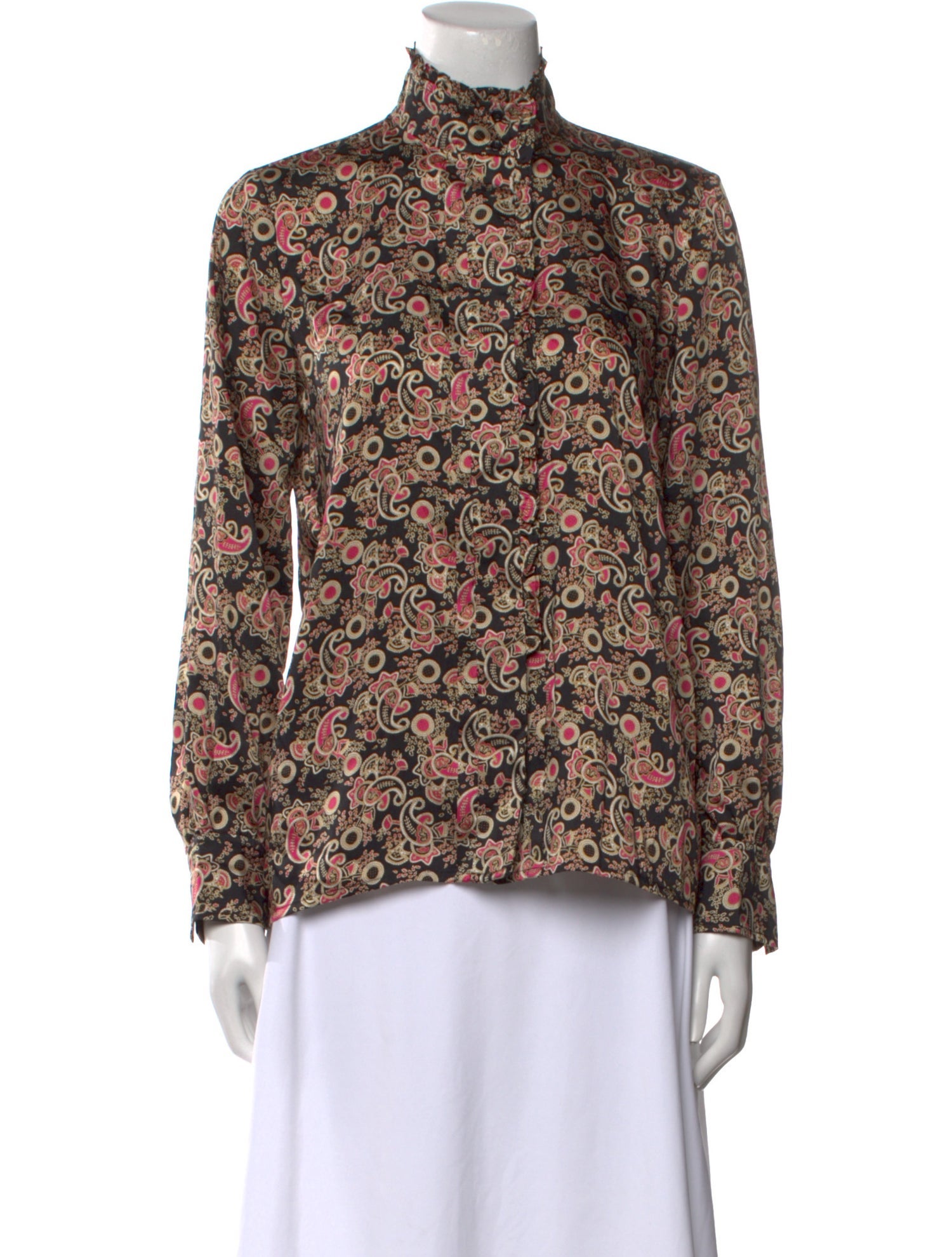 Sandro Floral Print Mock Neck Blouse