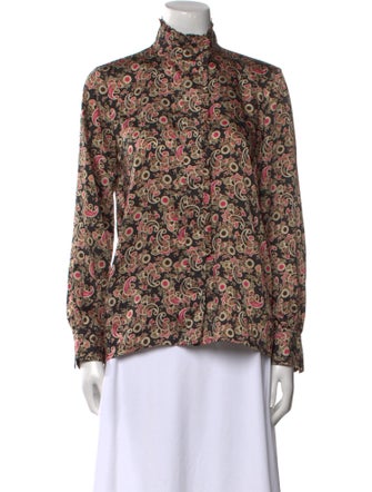 Sandro Floral Print Mock Neck Blouse