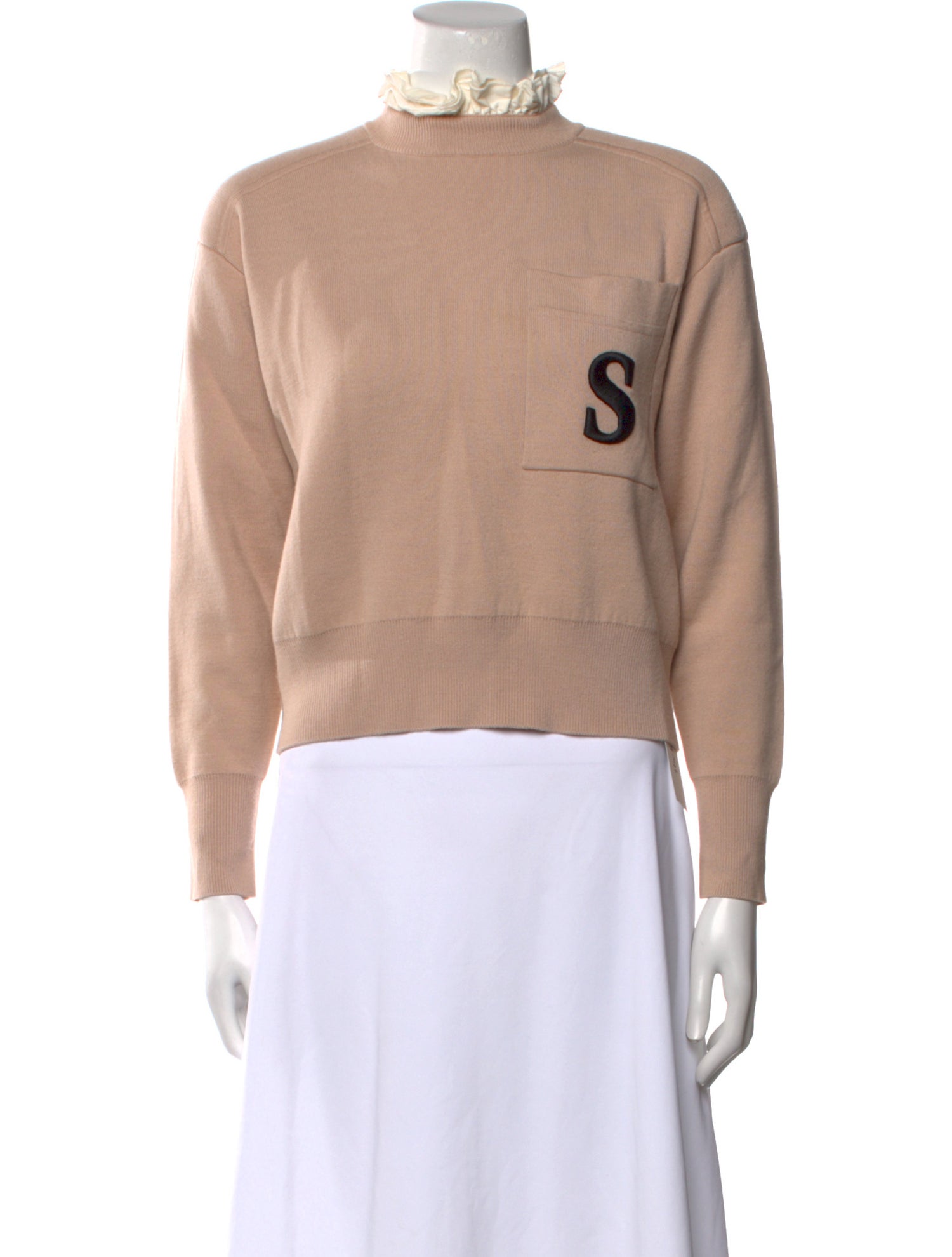 Sandro Graphic Print Mock Neck Sweater