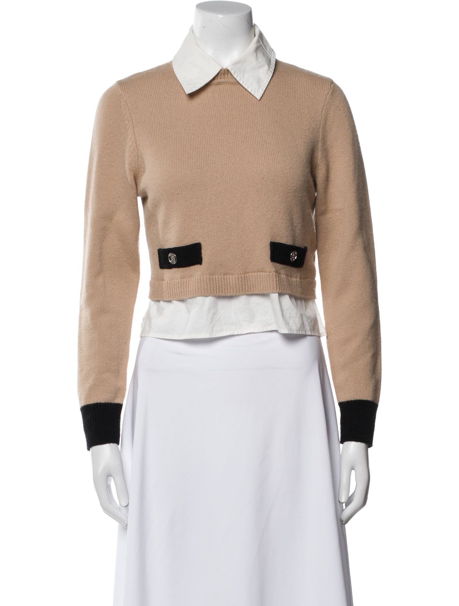 Wool Colorblock Pattern Crop Top